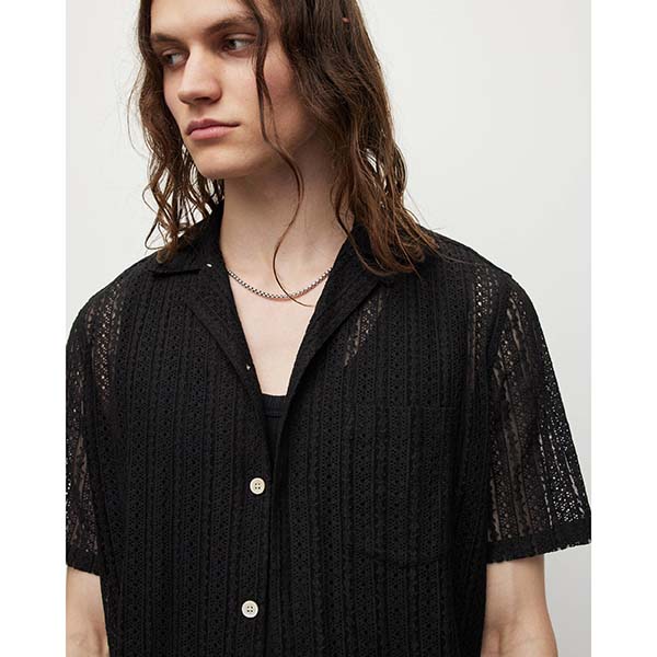 Allsaints Australia Mens Cala Sheer Shirt Black AU16-158